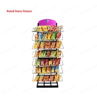 Support de présentation pliable personnalisé pour chips, présentoir à snacks en métal pour les magasins