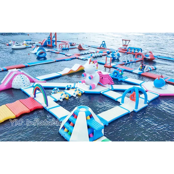 Equipo inflable de obstáculos para Isla marina, Parque Acuático flotante de verano