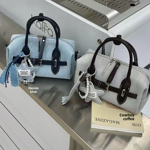 Sacs à bandoulière et sacs travers en cuir véritable contrastant avec fermeture éclair, style cowboy, pour femmes, nouvelle collection haut de gamme coréenne - Product Image 1