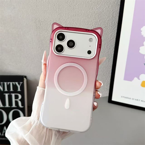 Funda Magnética con Diseño de Orejas de Gato y Ondas Degradadas para iPhone 12 13 14 15 16 17 18 Pro Max Plus, Carcasa Protectora Antigolpes - Product Image 6