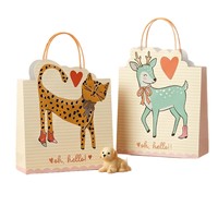 Sacs cadeaux personnalisables haut de gamme biodégradables pour boulangerie, emballage à emporter pour gâteaux et desserts avec motifs animaux