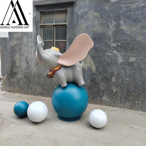 Espace commercial créatif Marchandisage visuel Éléphant de dessin animé mignon <span class=keywords><strong>Sculpture</strong></span> en fibre de verre Vitrine Pièce maîtresse Animal - Product Image 3
