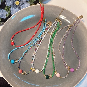 Nuevo Collar de Moda para Mujer, Hecho a Mano, con Cuentas Facetadas Coloridas, Cadena con Colgante de Bola Redonda, Gargantilla para Chicas, Regalo de Cumpleaños - Product Image 1