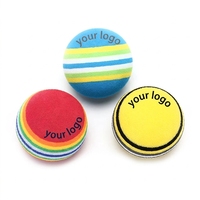 Balle de golf d'entraînement en mousse EVA à rayures arc-en-ciel avec logo personnalisé, 42 mm, éponge souple, OEM, vente en gros, ensemble cadeau pour entraînement en intérieur