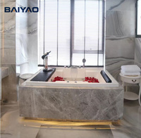 Baignoire rectangulaire en acrylique BaiYao, bain à remous pour 2 personnes avec 8 jets d'air et fonction de massage, spa à domicile