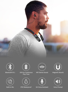 <span class=keywords><strong>Headset</strong></span> waktu putar sangat panjang dengan mikrofon 5.1 dengan headphone tali leher nirkabel tahan air magnetis Stereo - Product Image 2