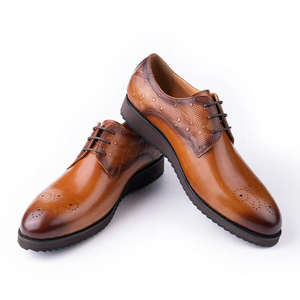 Chaussures de bureau haut de gamme faites à la main - Derby Business Casual - Chaussures habillées marron de haute qualité et confortables pour hommes - Product Image 4