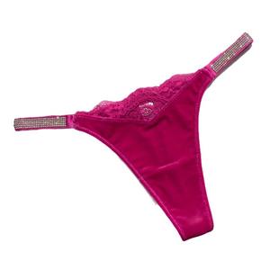 Новые бархатные кружевные трусики со стразами и поясом, трусики-стринги с заниженной талией, эластичные бразильские женские трусики - Product Image 1