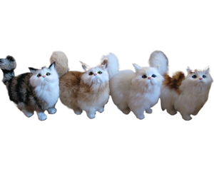 Animaux en peluche faits à la main uniques simulés mignon petit chat jaune blanc modèle statique pour noël décoration de la maison fournitures 2024 - Product Image 1