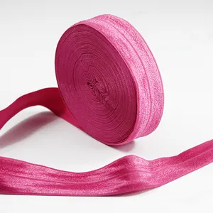 Adjustable nylon polyester shiny fold over elastic band with strong elasticity and rainbow colors for underwear garments