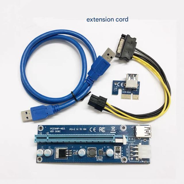 PCIe X1 to X16 Riser Extension Cable Graphics Card Adapter Converter Board PCI Express 1X to 16X Extender for GPU Mining Rig