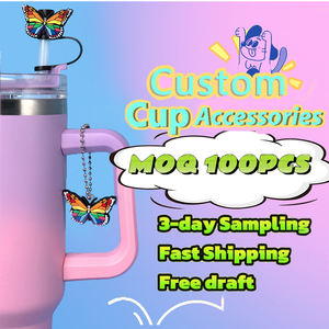 Llavero de Dibujos Animados, Adorno de Silicona para Pajitas de 8/10 mm, Personalizado, Rosa, con Diseño de Coche y Música, Regalo para Vasos de 40 oz, Muestra Gratuita, Desechable - Product Image 6