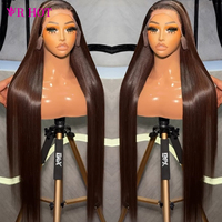 Peluca de Cabello Humano Virgen Marrón con Encaje Frontal Completo HD 13x4 sin Pegamento, Cabello Indio con Cutícula Alineada, Venta al por Mayor
