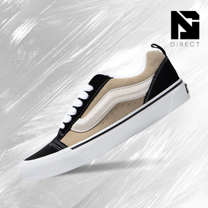 Vans Knu Skool Beige / Black Canvas Lace Up Vulcanize Style Chaussures de skateboard respirantes toutes saisons - Product Image 1