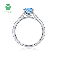 Betterstar IGI Bague de fiançailles certifiée Pave Diamond Design Alliance Full HPHT/CAD Lab Créé Bagues en diamant Diamant Bleu