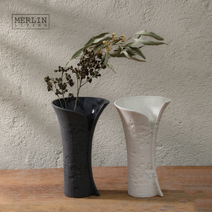 Merlin Living Cave Stein Keramik Dekoration Vase Blume Weiß Vase Dekoration Art stone für Chaozhou Factory Keramik Großhandel - Product Image 3