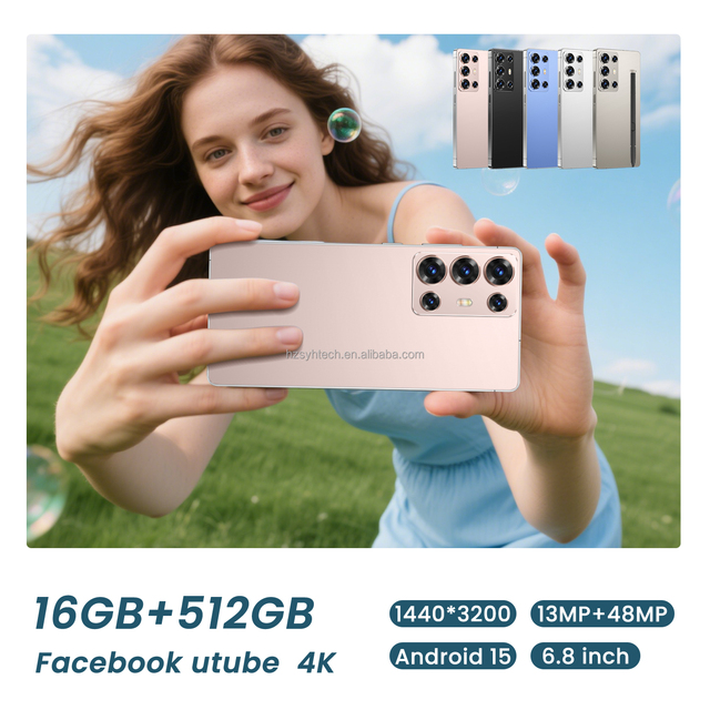S6  Premium 5G Smartphone with Built-in Stylus 6.8 Inch 16GB+512GB Long Battery Life GPS Navigation Face Unlock Dual SIM Phone