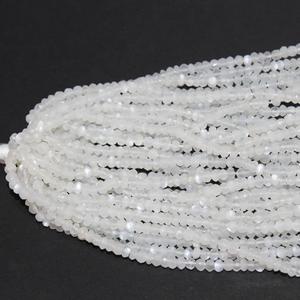 Chaîne de perles facettées rondes en pierre de lune blanche naturelle de 4 mm, qualité AAA, certifiées IGI, vente en gros pour la fabrication de bijoux - Product Image 3