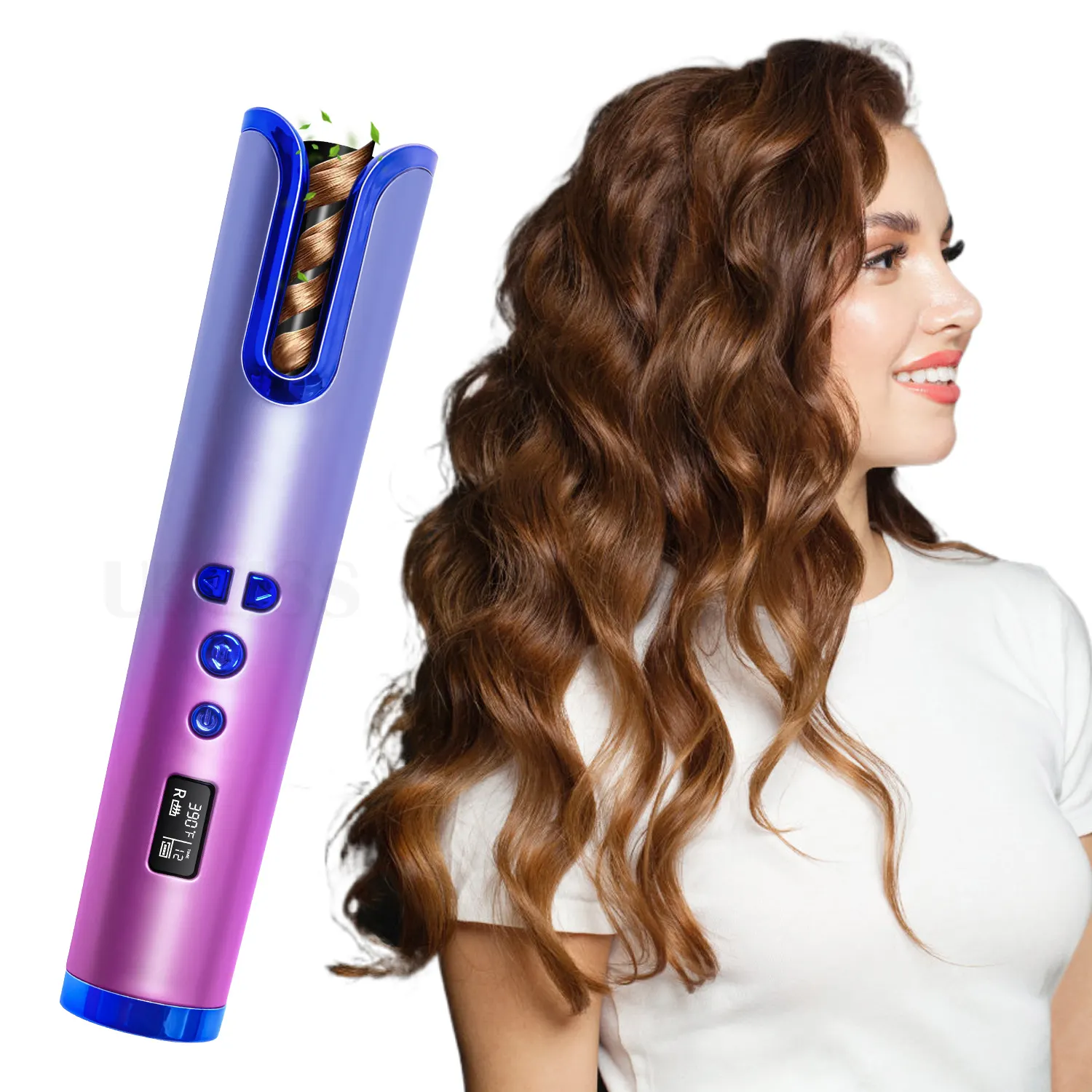 Newest Design Cordless Hair Extensions Styling products Rotating Hair Curling Iron Wireless USB Hair Curler