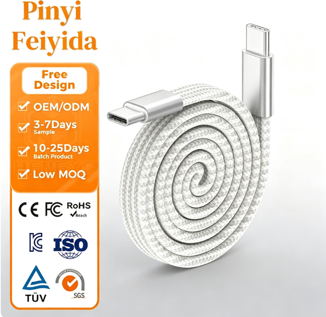Magnetic Flat USB-C Cable Nylon Braided 60W PD Fast Charging Data Sync Cord for Phone Laptop Wholesale