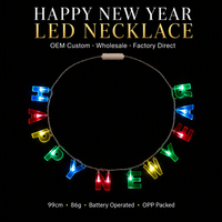 Collier lumineux LED « Bonne Année » en gros, qui brille dans le noir, idéal pour les fêtes du Nouvel An, bijou lumineux portable pour le réveillon du Nouvel An