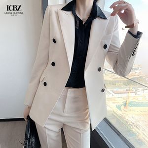 Ingrosso abito da donna personalizzato da ufficio formale Set abito bianco di seta lungo con Blazer a bottone singolo e pantaloni Sexy in taglia <span class=keywords><strong>S</strong></span> - Product Image 5