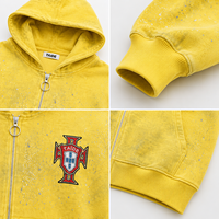 TaiDe Sweat à capuche zippé surdimensionné, design personnalisé, effet délavé vintage, avec patch brodé et éclaboussures de peinture, en French Terry, Usine de confection OEM ODM