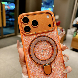 Fashion Sweet Cool BlingBling Rhinestone Decoration Glitter With <b>Holder</b> Magnetic Phone Cover Case for <b>iPhone</b> 18 17 Pro Max 16 15 - Product Image 4