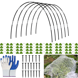 Garden Hoop Set for Row Cover Rust-proof Fiberglass Greenhouse Hoops with Clips and Stakes for Garden Netting Frost <b>Blanket</b> - Product Image 1