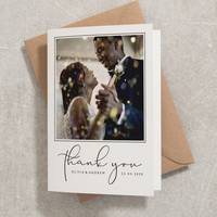 Vente en gros, papier de haute qualité, impression personnalisée, logo plié, cartes de remerciement simples de mariage avec photo
