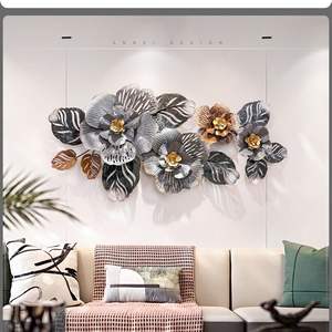 Décoration Murale Métallique Dorée de Luxe Style Nordique 120x60cm, Motif Floral Printanier, Idéale pour Hôtels – Vente Directe Usine - Product Image 1