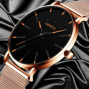 Reloj minimalista ultrafino de cuarzo para hombre, cronógrafo de negocios con correa de malla de acero inoxidable - Product Image 5