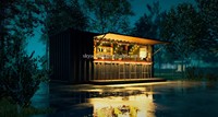 Bar conteneur préfabriqué, kiosque portable extérieur, design moderne, utilisation hôtelière, café, fruits, en-cas