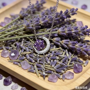 Nuevo Diseño de Alta Calidad, Collar con Colgante de Plata de Ley 925 con Amatista Natural en Bruto, Color Púrpura Estrella, para Mujer, Feng Shui - Product Image 4