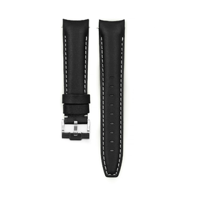Bracelet de montre en cuir personnalisé de haute qualité avec logo, surpiqûres noires et blanches, bracelet de remplacement en cuir véritable, fabricant en gros - Product Image 2