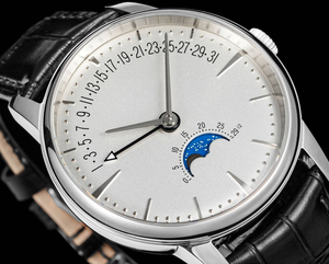 Montre mécanique pour homme de luxe haut de gamme, best-seller, boîtier en acier inoxydable, bracelet en cuir véritable noir, montre de business - Product Image 3