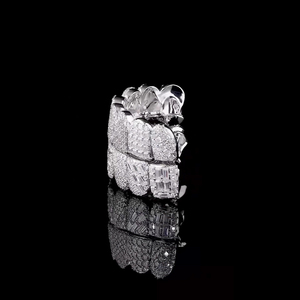 Popüler özel 8 üst ve alt 8 <span class=keywords><strong>Grillz</strong></span> buzlu Out VVS Moissanite farklı türleri elmas ayarı S925 gümüş Hip Hop takı - Product Image 3