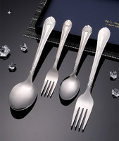 Ensemble de couverts en acier inoxydable poli miroir 410 d'Indonésie, avec logo personnalisé, échantillon gratuit, prix abordable, ensemble de cuillères