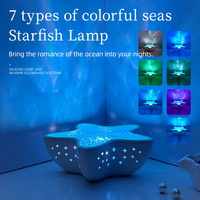 Projecteur d'étoiles de mer, lumière nocturne à ondulations d'eau, lampe d'ambiance bleue océanique pour chambre à coucher, cadeau d'anniversaire romantique