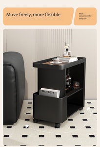 Mesa Auxiliar Móvil Moderna con Ruedas <span class=keywords><strong>y</strong></span> Estantes Abiertos para Sala de Estar, Dormitorio u Oficina, Mesa Auxiliar Rodante Estrecha con Espacio de Almacenamiento - Product Image 3
