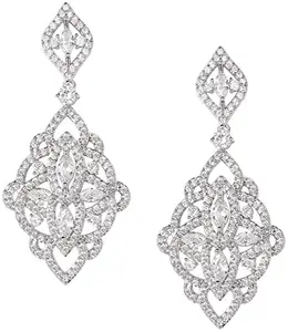 Crystal Bridal Chandelier Earrings for Women, Vintage Style Wedding Dangle Earrings W502