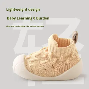 Calcetines de Punto para Bebé, Primavera Otoño, Suela Blanda, Mezcla de Algodón Refrescante, Antibacterianos, Zapatos Preandantes, Color Sólido, Antideslizantes - Product Image 3