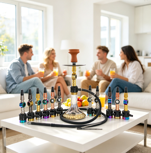 Set <span class=keywords><strong>de</strong></span> Hookah Chicha, Kit <span class=keywords><strong>de</strong></span> Shisha con Base <span class=keywords><strong>de</strong></span> Vidrio y Vástago <span class=keywords><strong>de</strong></span> Metal Dorado, 12 Vástagos <span class=keywords><strong>de</strong></span> Colores Intercambiables, Diseño para Fiestas, Bares, Hogar y Exteriores - Product Image 3