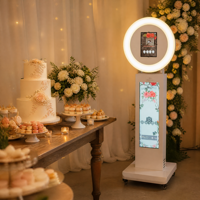 Kiosque photo iPad avec contrôle par application, éclairage annulaire et grand écran LCD pour la location d'événements (fêtes, mariages)