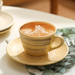 210ml di ceramica giapponese a strisce tazza per la colazione con piattino Set per il tè <span class=keywords><strong>e</strong></span> il <span class=keywords><strong>caffè</strong></span> in ufficio o pomeriggio ora del tè - Product Image 3