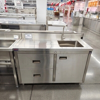 Évier de cuisine multifonctionnel en acier inoxydable 304 à plusieurs bacs avec meuble intégré pour hôtels, restaurants et cuisines commerciales