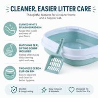 Bac à litière pour chat en plastique de grande capacité et accessoires, très demandés. Toilette semi-fermée pour chat avec design ouvert pour éviter les éclaboussures