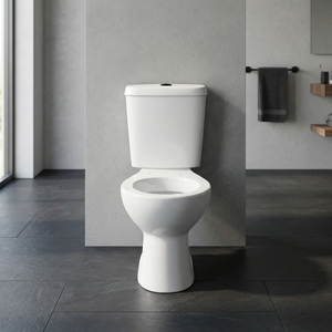 WC mural moderne en céramique deux pièces, couleur ivoire, avec chasse double, siphon en S et réservoir encastré pour salle de bain - Product Image 4