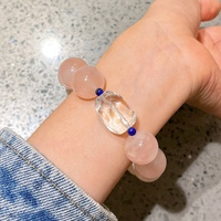 Bracelet vintage Zhu Zhus préféré, surdimensionné, en quartz rose naturel de Madagascar, lapis-lazuli et quartz clair de 16 mm