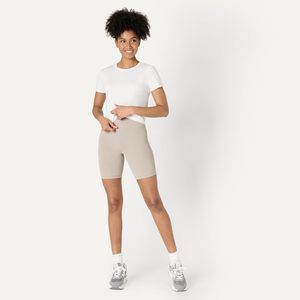 T-shirt court à manches courtes en coton doux pour femme, col rond, léger, idéal pour le yoga et l'entraînement - Product Image 5
